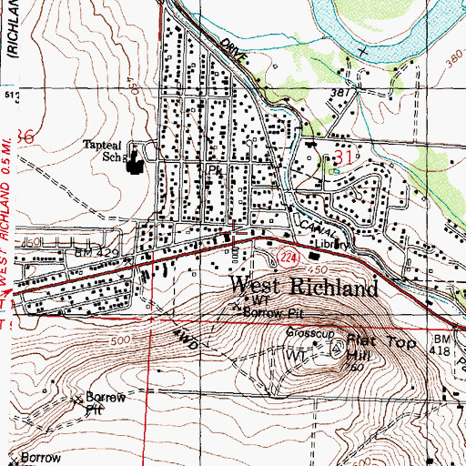 Topographic Map of West Richland, WA