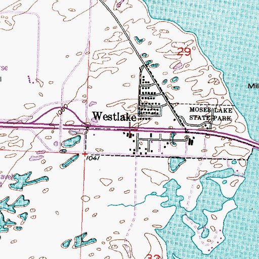 Topographic Map of Westlake, WA