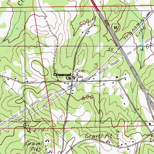 Topographic Map of Crossroad Cemetery, AL