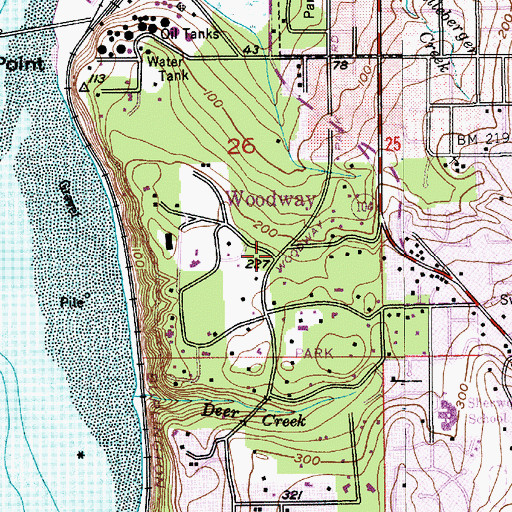 Topographic Map of Woodway, WA