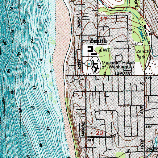 Topographic Map of Zenith, WA