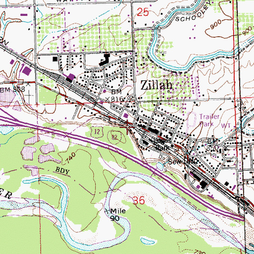 Topographic Map of Zillah, WA