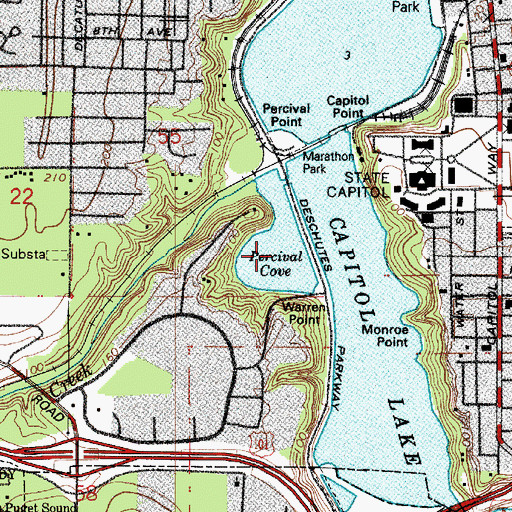 Topographic Map of Percival Cove, WA