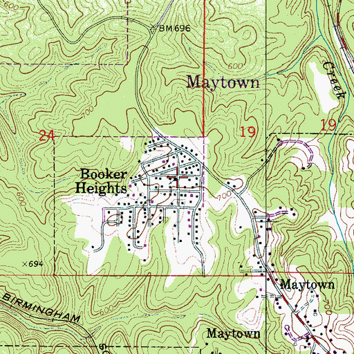Topographic Map of First Baptist Church of Booker Heights, AL