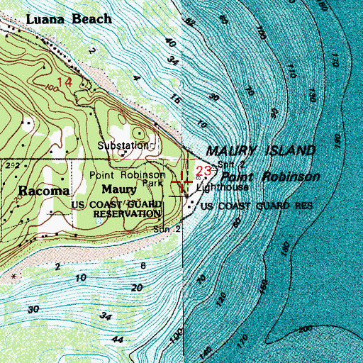 Topographic Map of Robinson Point Lighthouse, WA