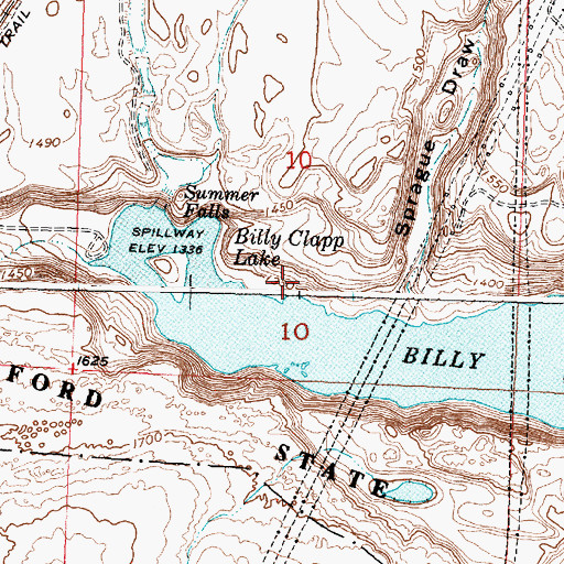 Topographic Map of Summer Falls State Park, WA