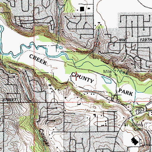 Topographic Map of Salmon Creek Regional Park, WA