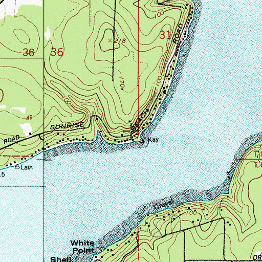 Topographic Map of Sunrise Beach, WA
