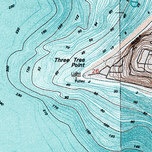 Topographic Map of Three Tree Point Light, WA