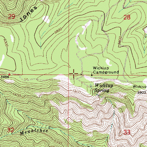 Topographic Map of Wickiup, WA
