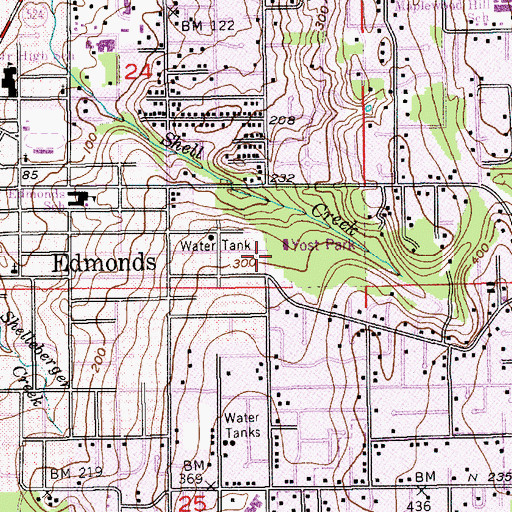 Topographic Map of Yost Park, WA