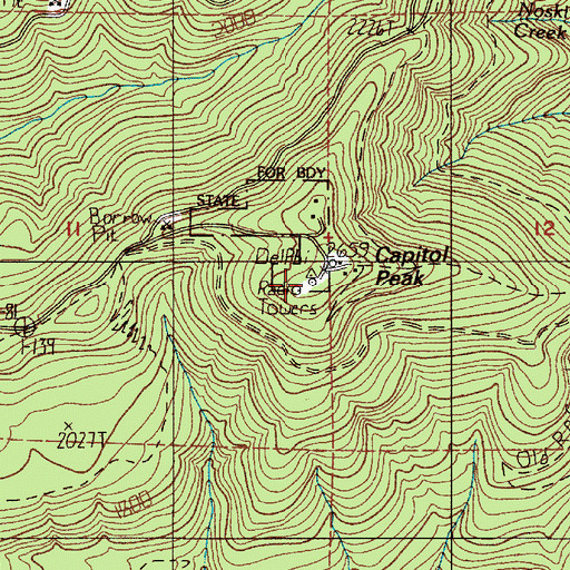 Topographic Map of Capitol Peak Lookout, WA