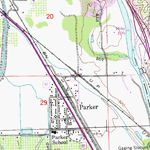 Topographic Map of Parker Station, WA