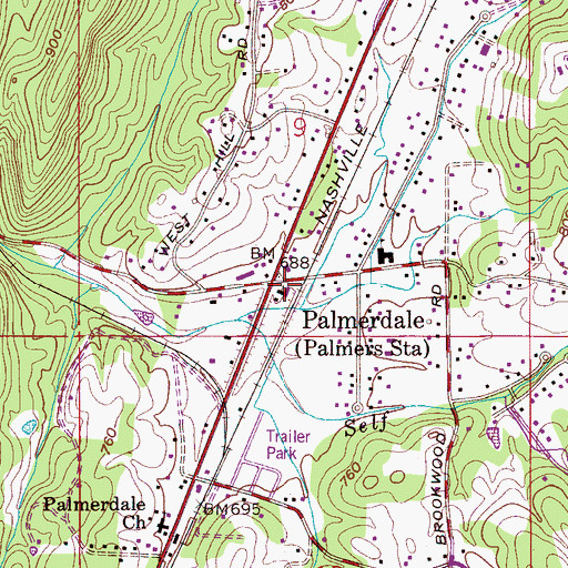 Topographic Map of First Baptist Church, AL
