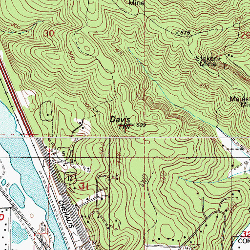 Topographic Map of Davis Hill, WA