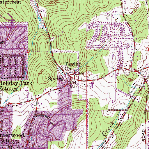 Topographic Map of Taylors Chapel Cemetery, AL