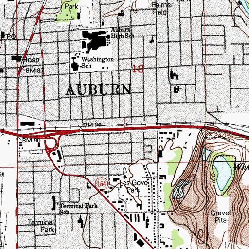 Topographic Map of East Auburn, WA