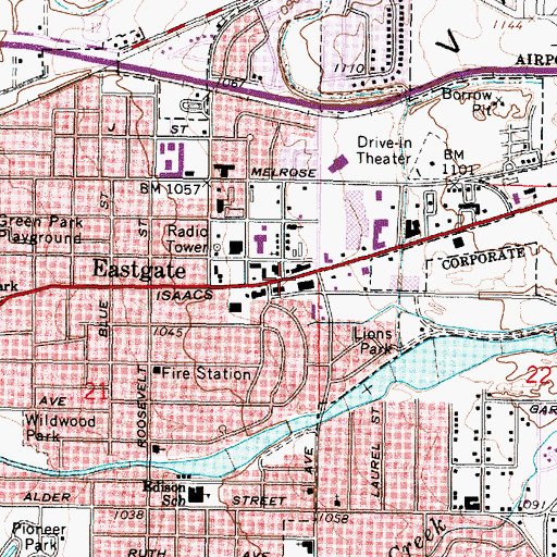 Topographic Map of Eastgate Shopping Center, WA