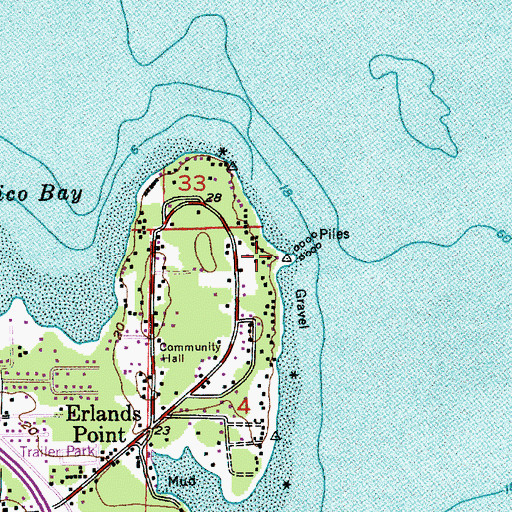 Topographic Map of Erlands Point, WA