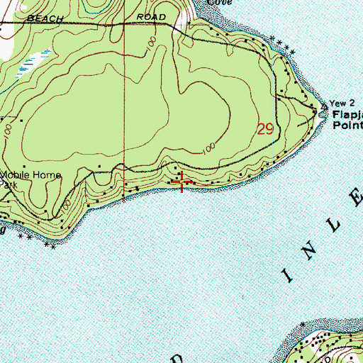 Topographic Map of Gravelly Beach, WA
