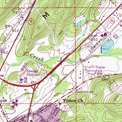 Topographic Map of Blackburn Mill (historical), AL