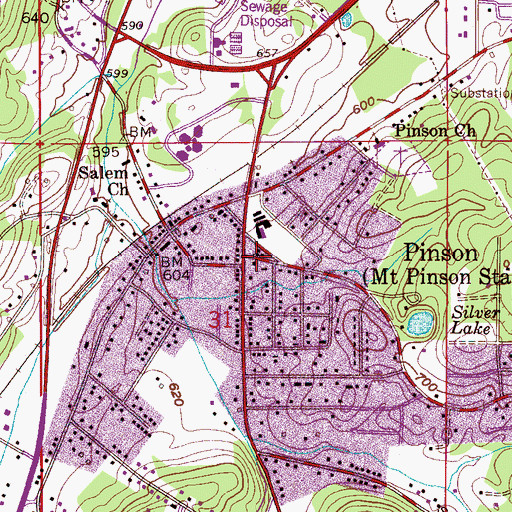 Topographic Map of Mount Pinson Presbyterian Church, AL