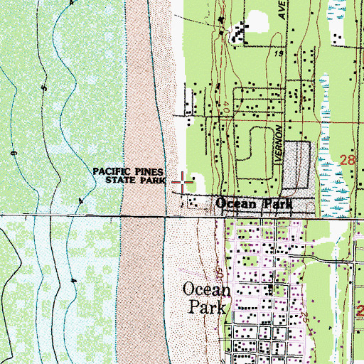 Topographic Map of Pacific Pines State Park, WA