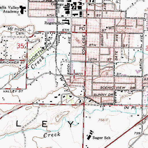 Topographic Map of Village Square, WA