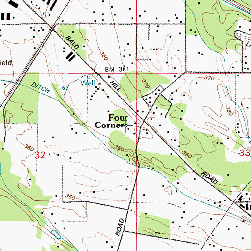 Topographic Map of Four Corners, WA