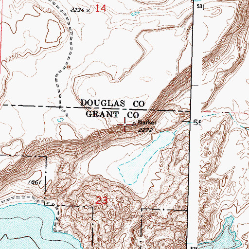 Topographic Map of Barker Butte, WA