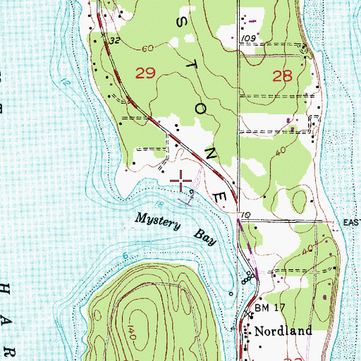 Topographic Map of Mystery Bay State Park, WA
