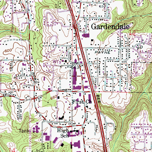 Topographic Map of Valley Green Shopping Center, AL