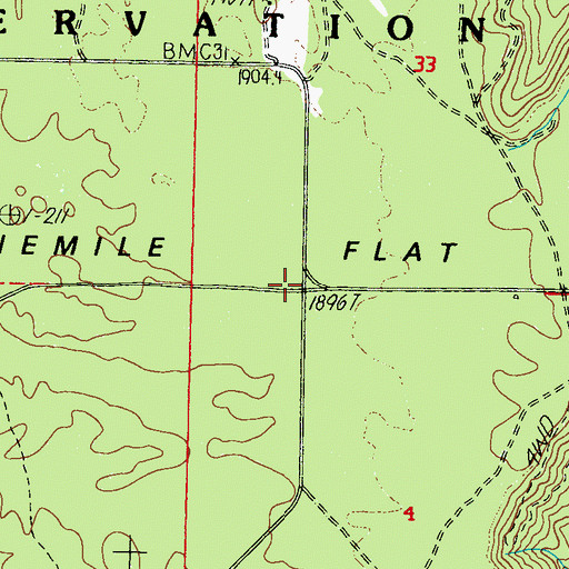 Topographic Map of Ninemile, WA
