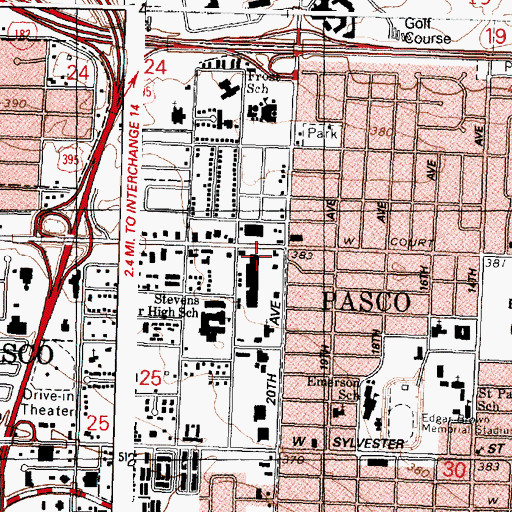 Topographic Map of Court Street Plaza, WA