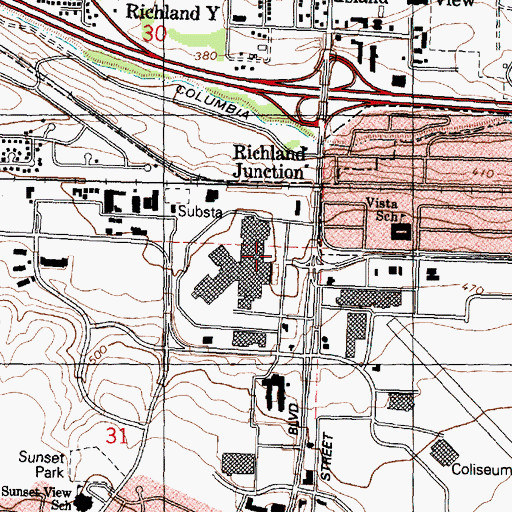 Topographic Map of Columbia Shopping Center, WA