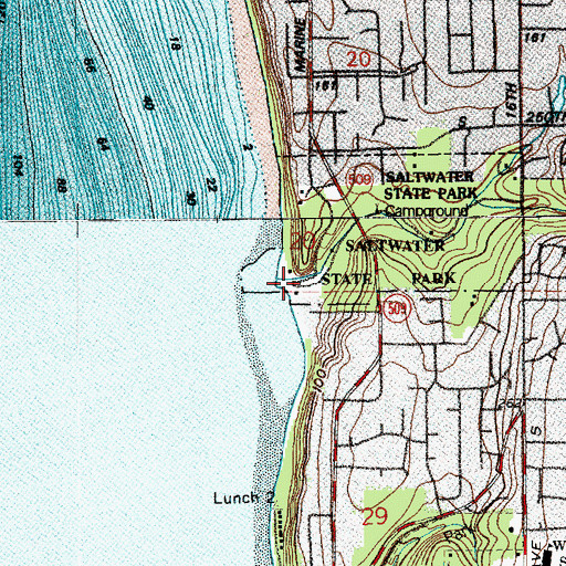 Topographic Map of Saltwater State Park, WA