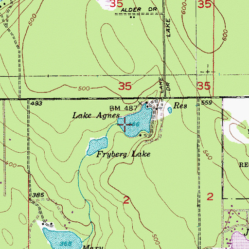 Topographic Map of Lake Agnes, WA