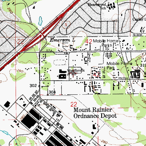 Topographic Map of American Lake Garden Tract, WA