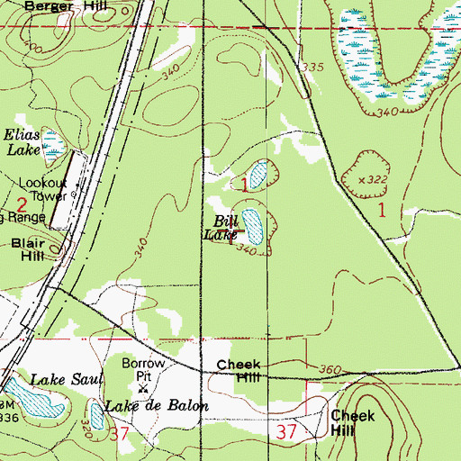Topographic Map of Bill Lake, WA