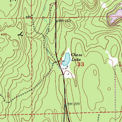 Topographic Map of Chase Lake, WA