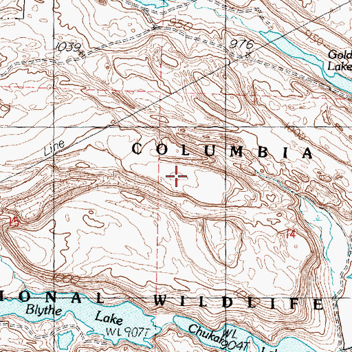 Topographic Map of Columbia National Wildlife Refuge, WA