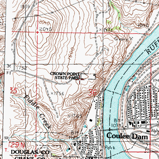 Topographic Map of Crown Point Vista, WA