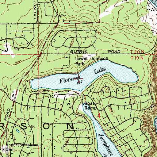 Topographic Map of Florence Lake, WA
