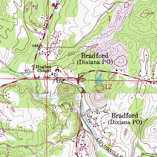 Topographic Map of Bradford United Methodist Church, AL