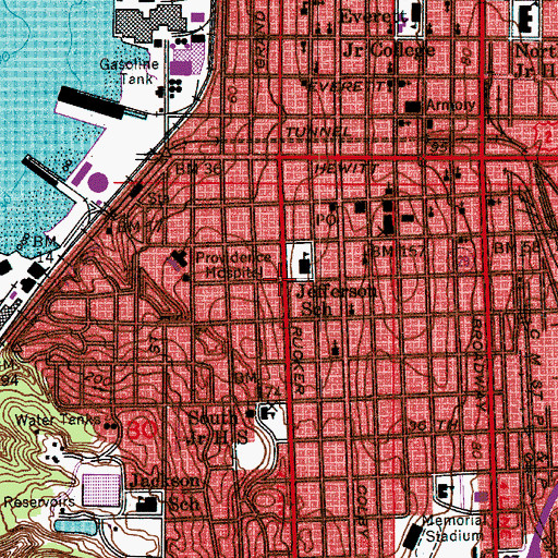 Topographic Map of Jefferson School, WA