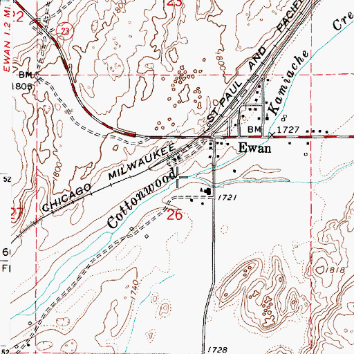 Topographic Map of Kamiache Creek, WA