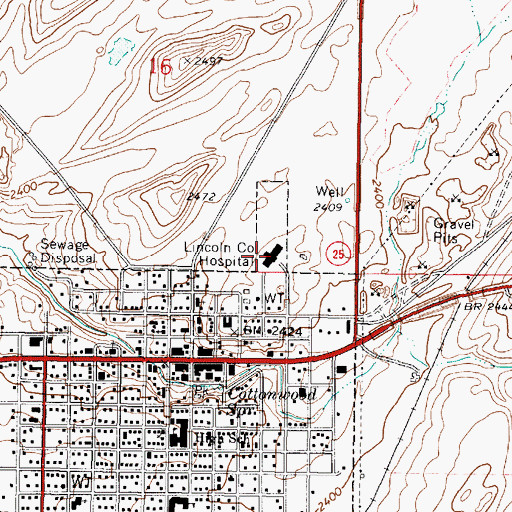 Topographic Map of Lincoln Hospital, WA