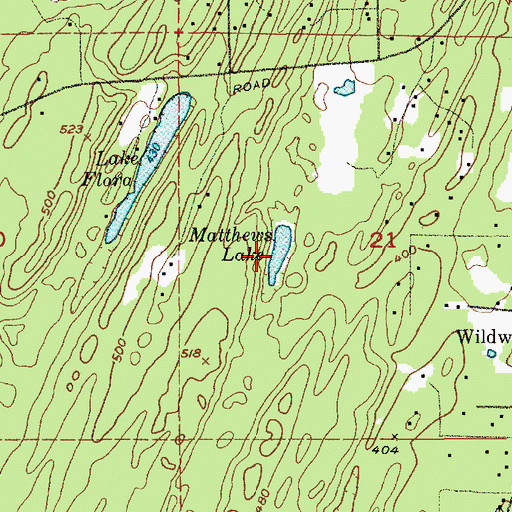 Topographic Map of Matthews Lake, WA