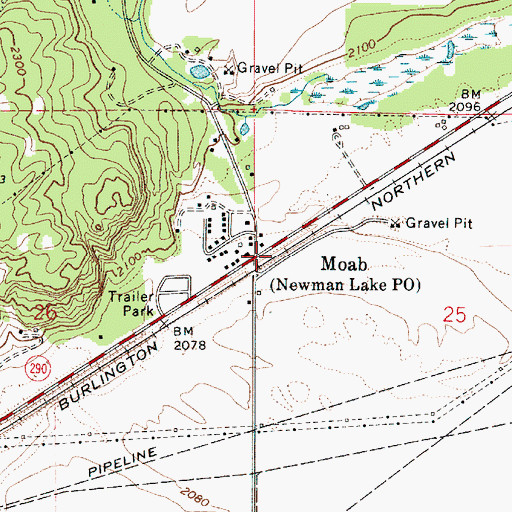 Topographic Map of Moab, WA
