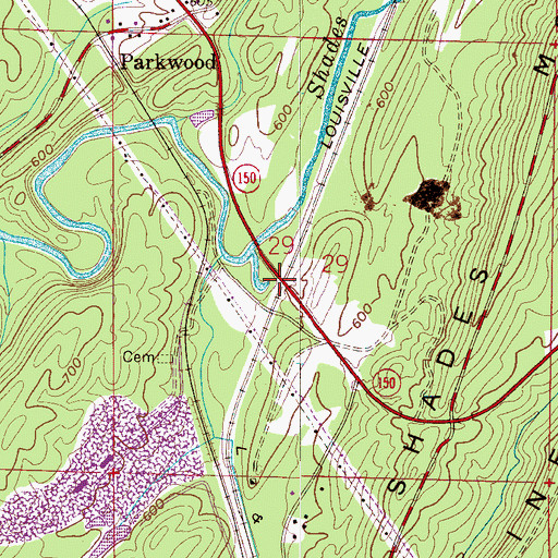 Topographic Map of Brocks (historical), AL
